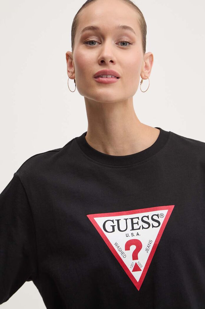 GUESS JEANS тениска basic дамска черна W4YI73 K8HM0
