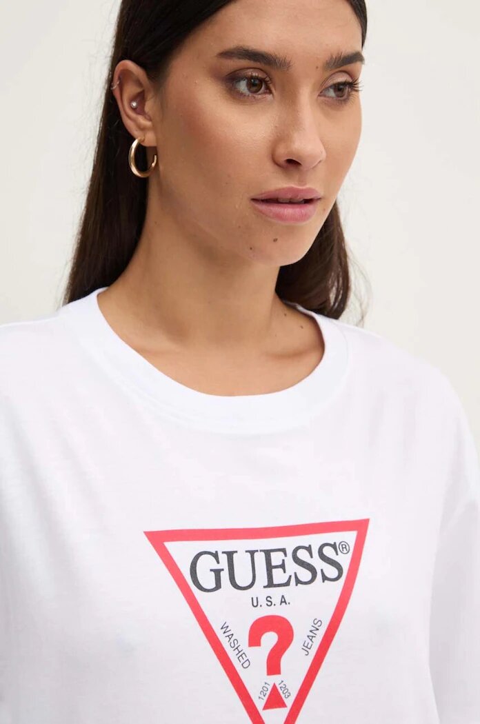 GUESS JEANS тениска дамска от памук бяла W4YI76 K8HM0