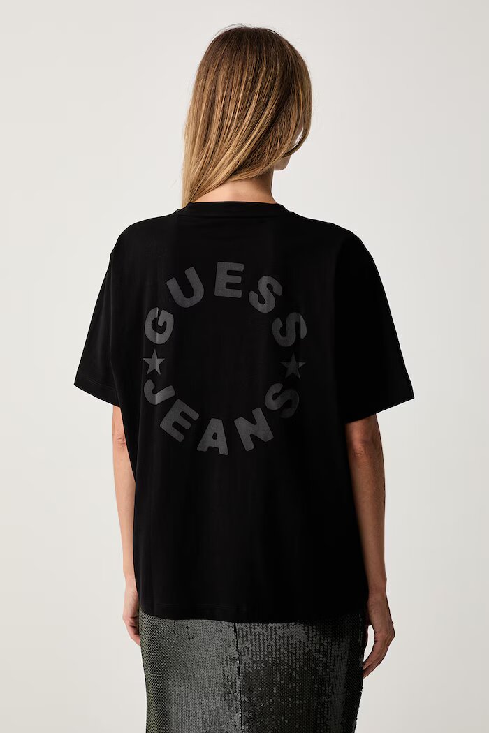 GUESS JEANS тениска дамска от памук черна W6YI11 K3690