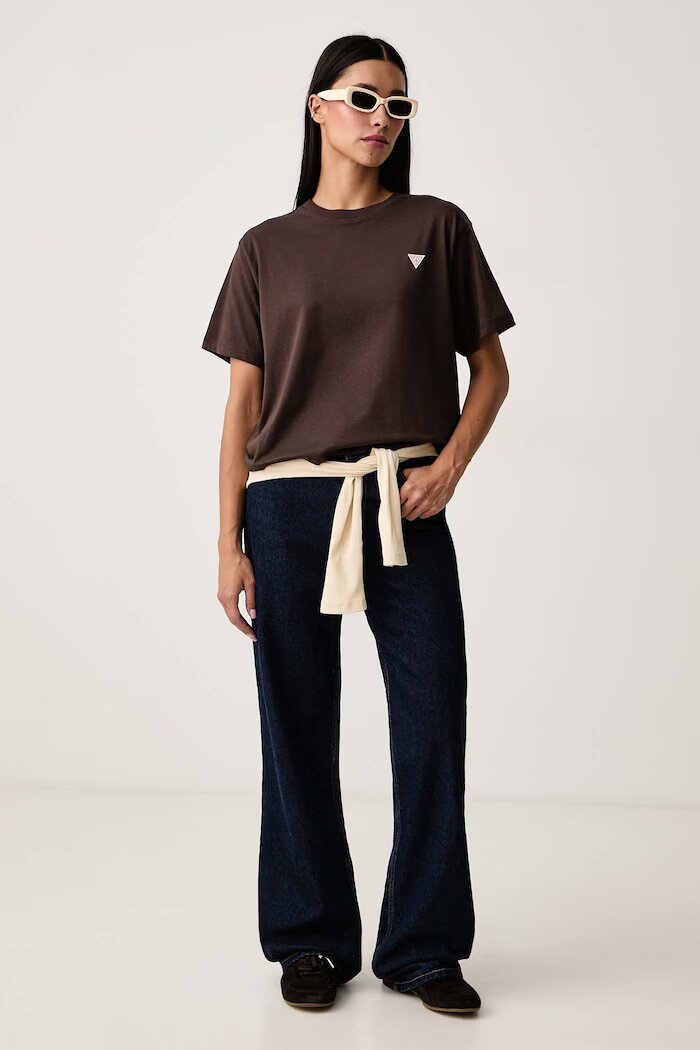 GUESS JEANS тениска дамска от памук кафява W4YI05 K8HM0