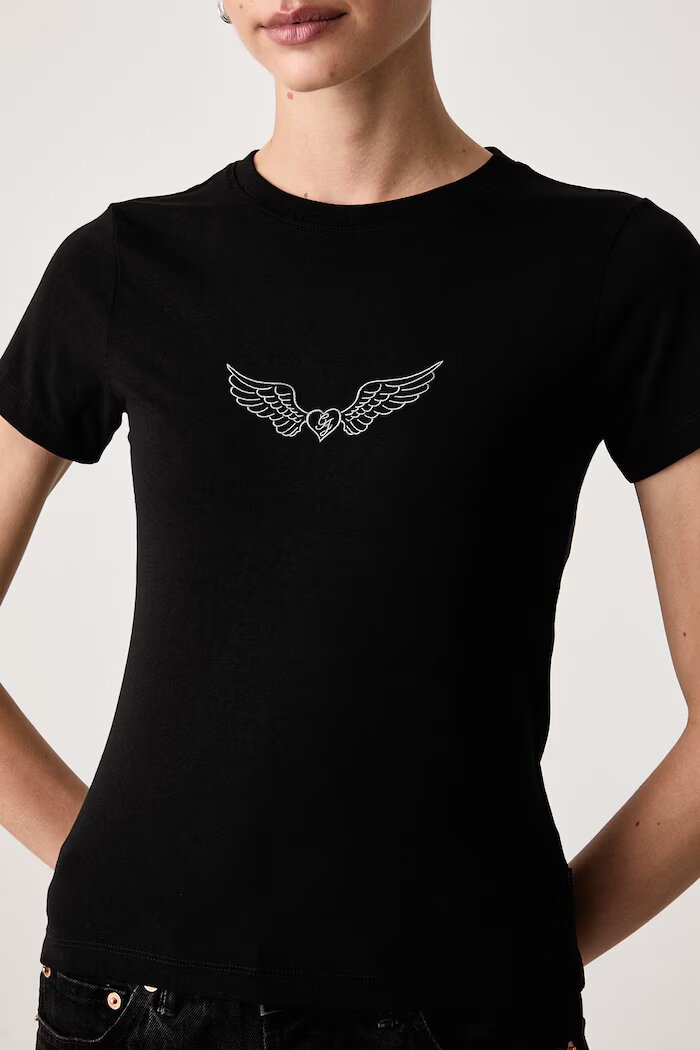GUESS JEANS тениска дамска от памук с еластан черна W6BI14 K5598
