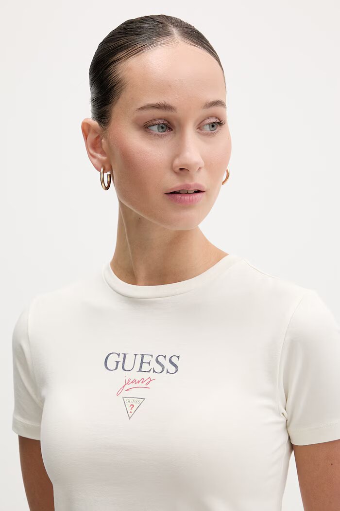 GUESS JEANS тениска дамска с памук бежова W6RI15 J1314