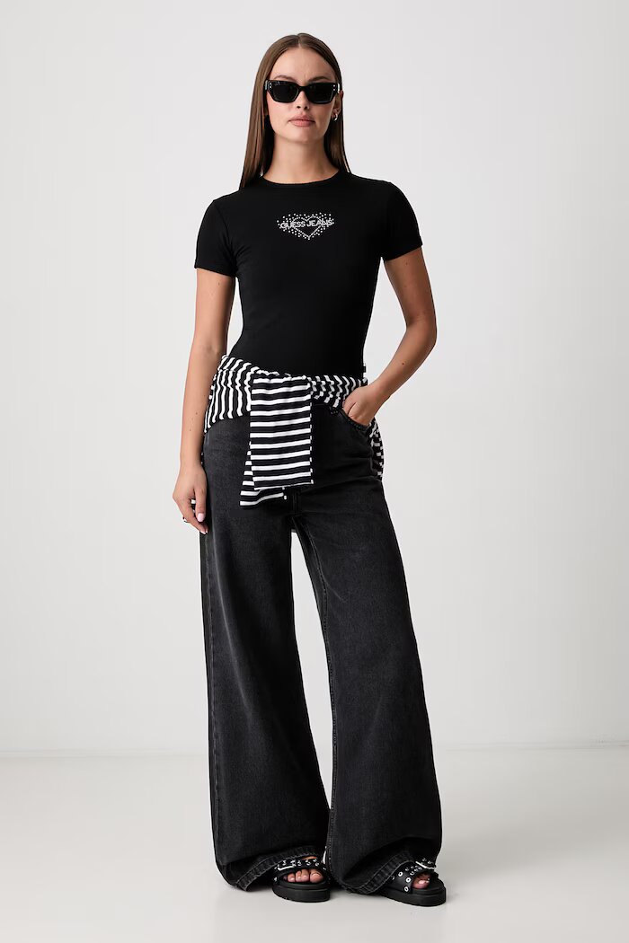 GUESS JEANS тениска дамска с памук черна W6YI05 K3640