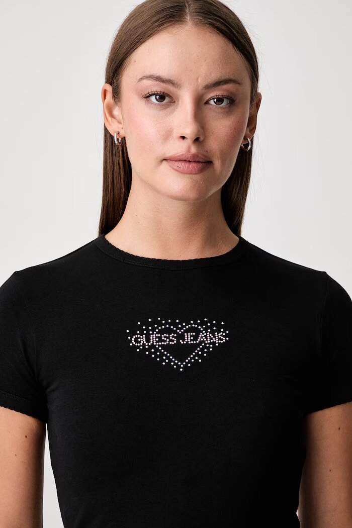 GUESS JEANS тениска дамска с памук черна W6YI05 K3640
