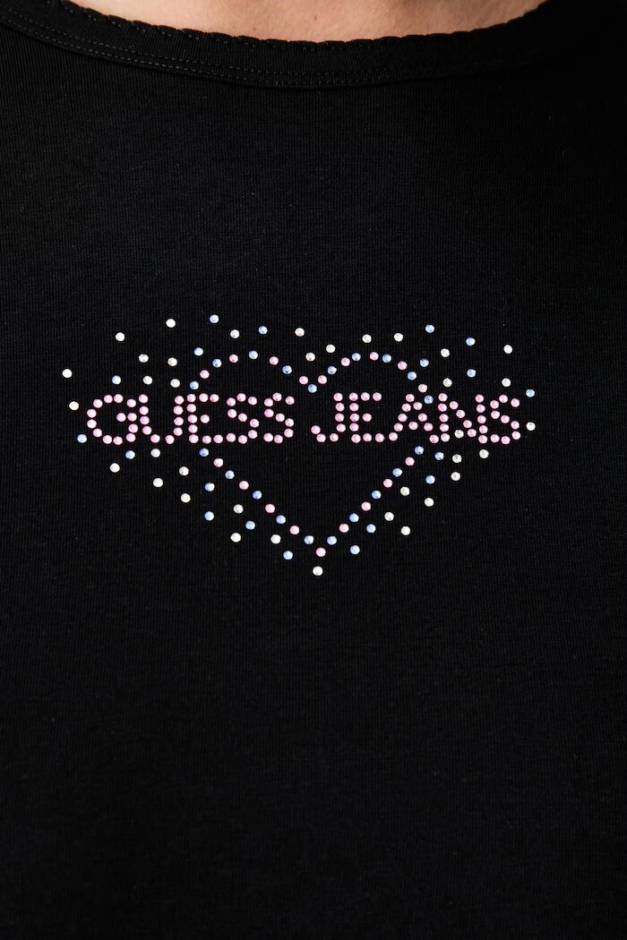 GUESS JEANS тениска дамска с памук черна W6YI05 K3640