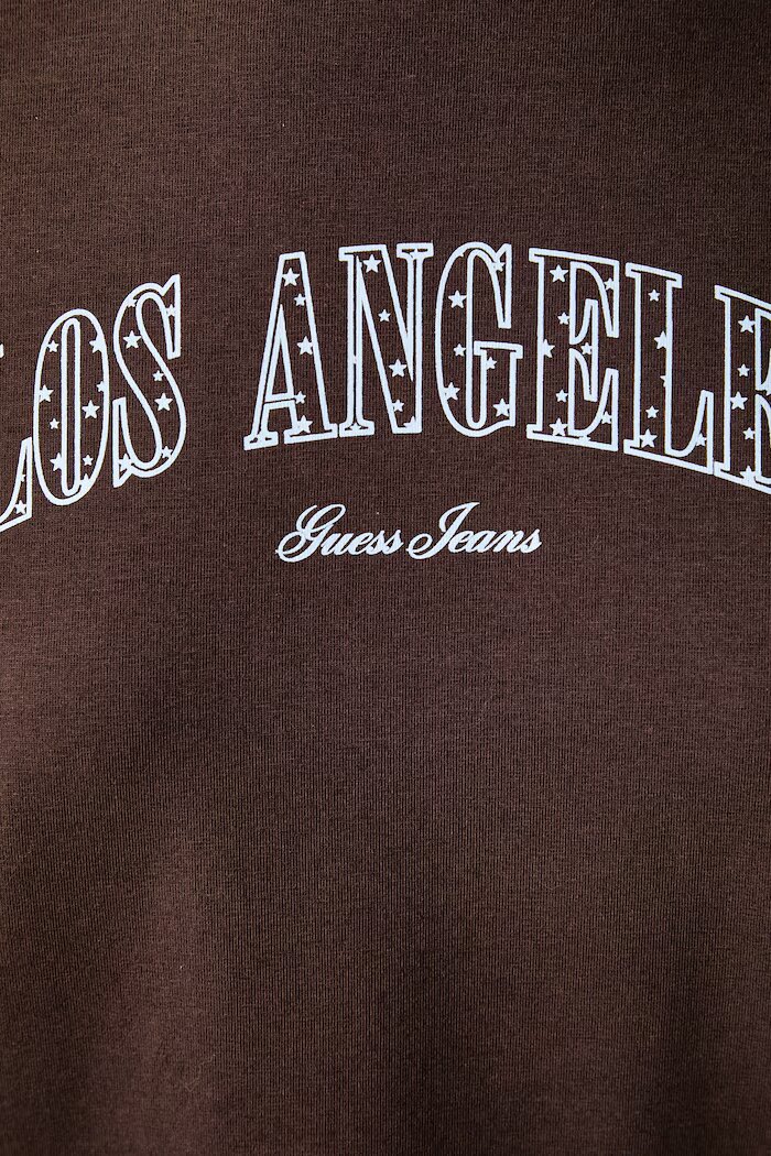 GUESS JEANS тениска дамска с памук кафява W6BI09 K5310