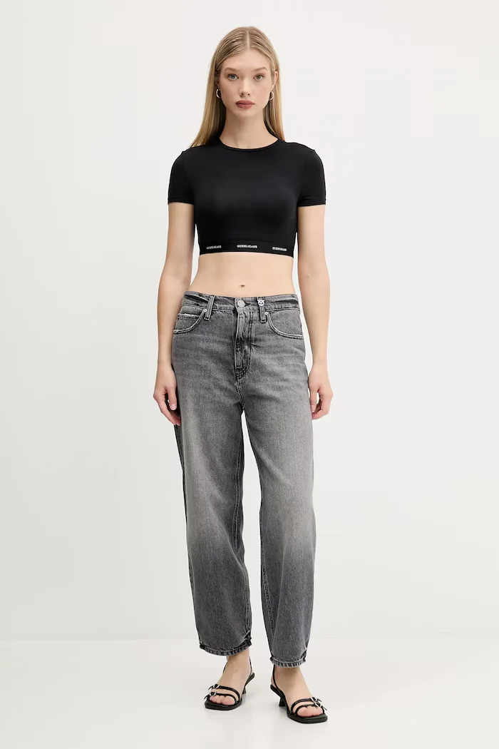 GUESS JEANS Тениска дамска в черно W5YZ02 KBBU1