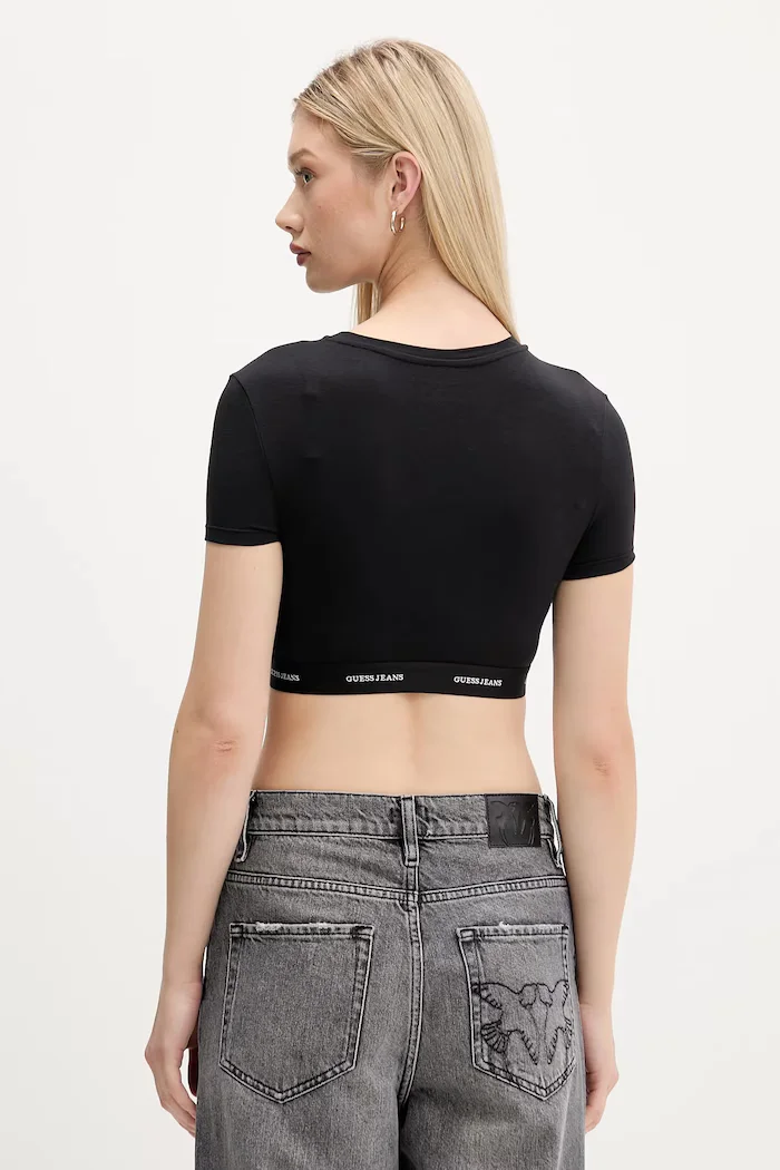 GUESS JEANS Тениска дамска в черно W5YZ02 KBBU1
