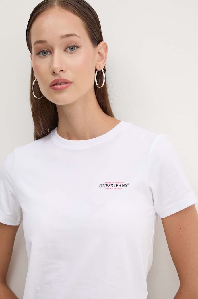 GUESS JEANS Тениска в бяло W4YI02 J1314