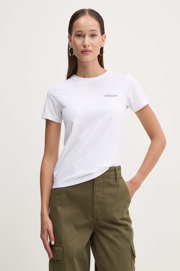 GUESS JEANS Тениска в бяло W4YI02 J1314