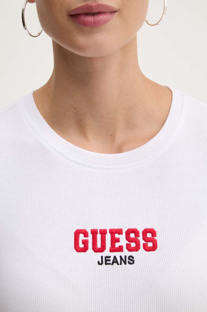 GUESS JEANS Тениска в бяло W4YI64 KA0H1