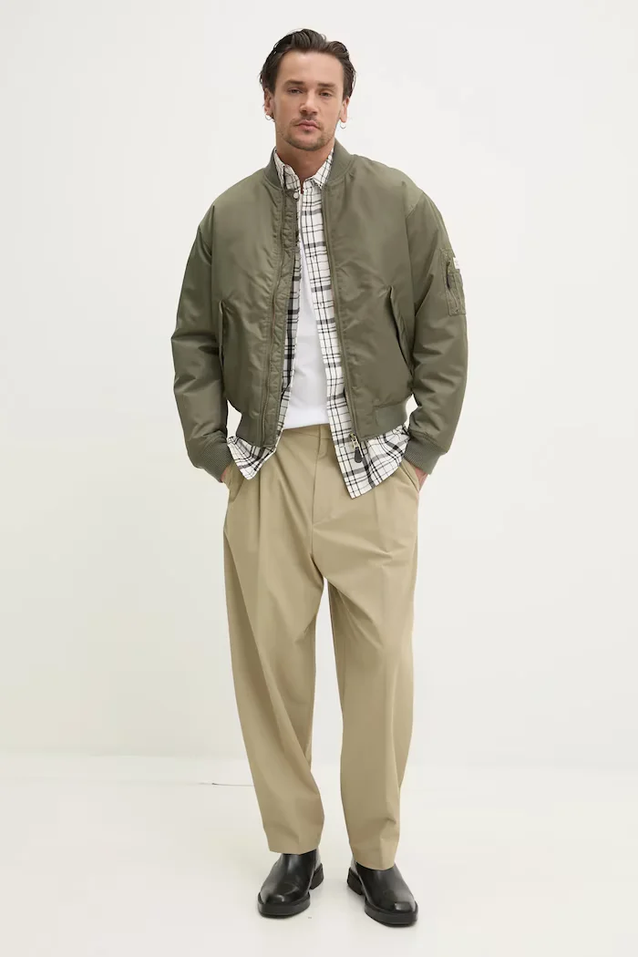 GUESS JEANS Яке бомбър в зелено преходен модел M5RL81 WHAA2