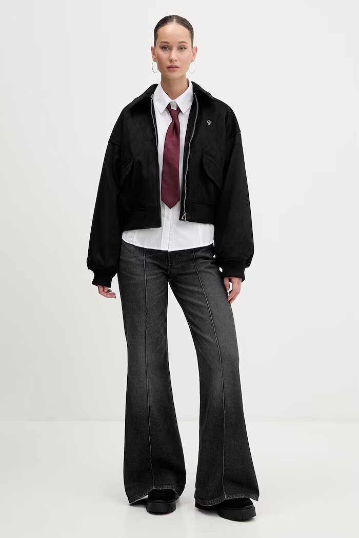 GUESS JEANS Яке в черно преходен модел W6RL36 WJ842