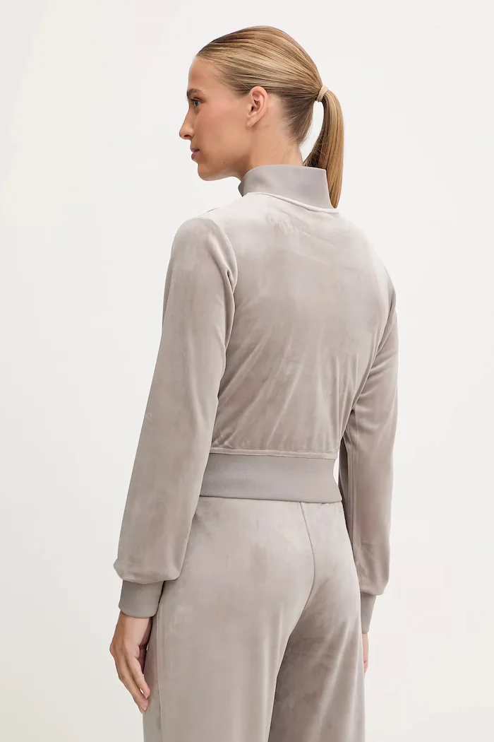 GUESS Кадифен суичър COUTURE в бежово с изчистен дизайн V3BQ22 K0232