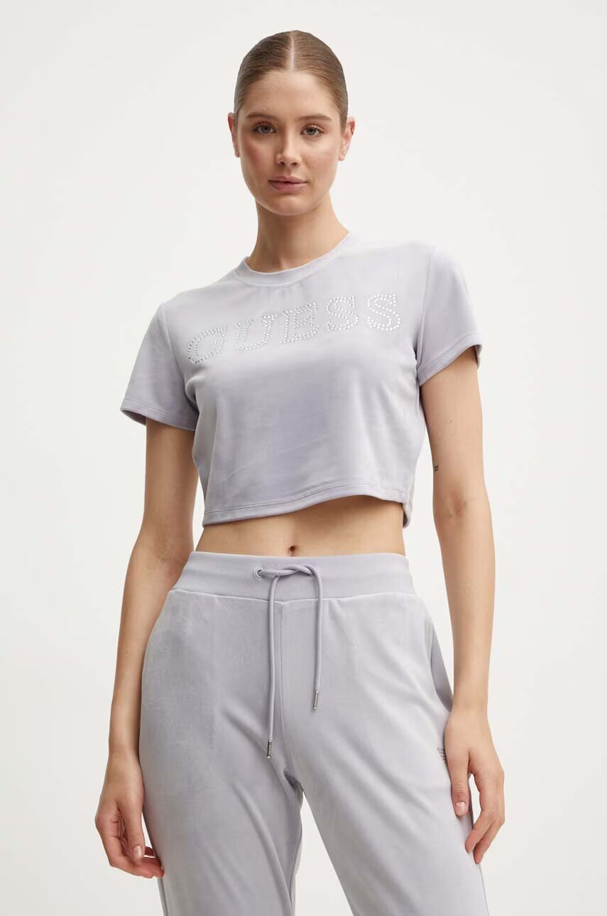 GUESS Кадифена тениска COUTURE