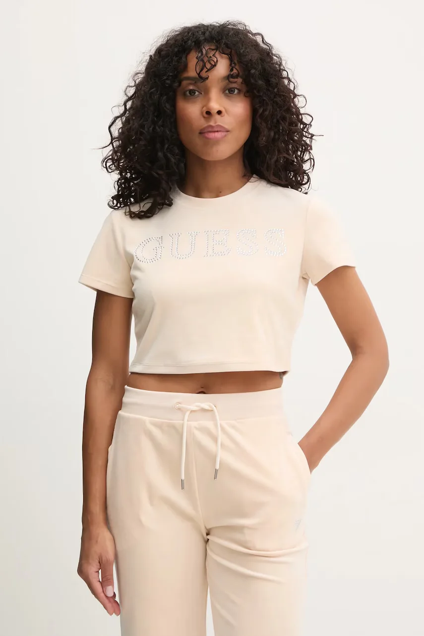 GUESS Кадифена тениска COUTURE