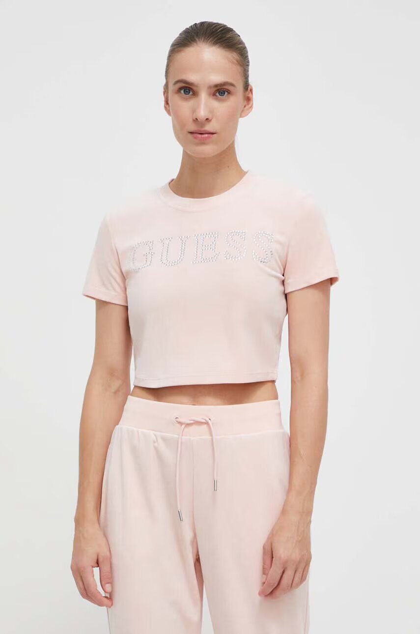 GUESS Кадифена тениска COUTURE