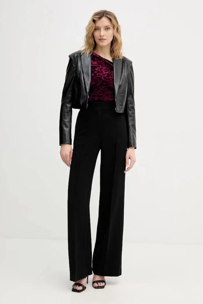 GUESS Кадифено боди в бордо с изчистен дизайн W6PP70 KJ170