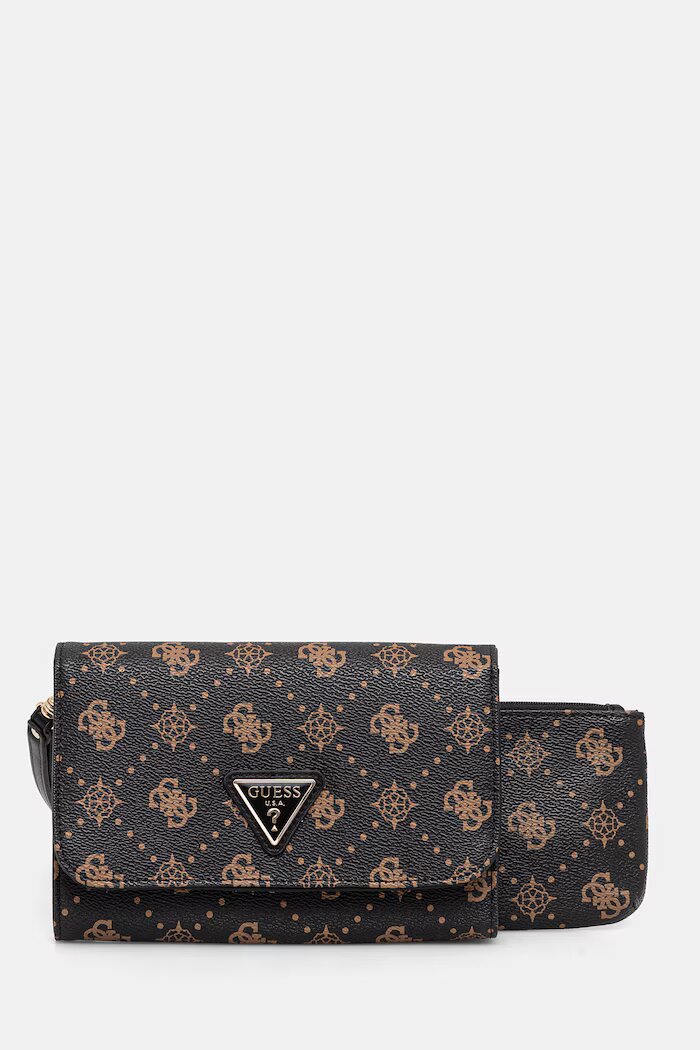 GUESS калъф дамски от имитация на кожа SILIA кафяв TWGP98 90160