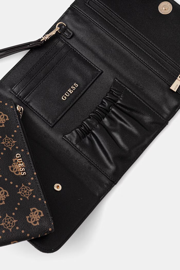 GUESS калъф дамски от имитация на кожа SILIA кафяв TWGP98 90160