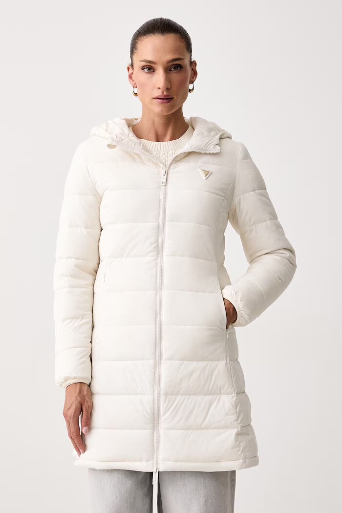 GUESS капитонирано палто дамско NEW ALETA бежово V4YL05 WF3X0