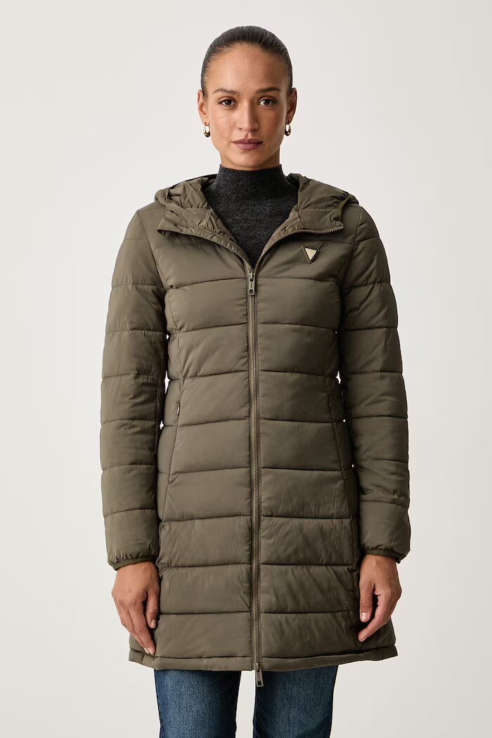 GUESS капитонирано палто дамско NEW ALETA зелено V4YL05 WF3X0