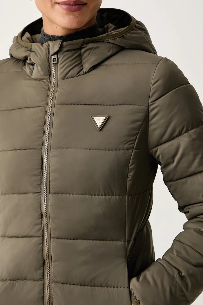 GUESS капитонирано палто дамско NEW ALETA зелено V4YL05 WF3X0