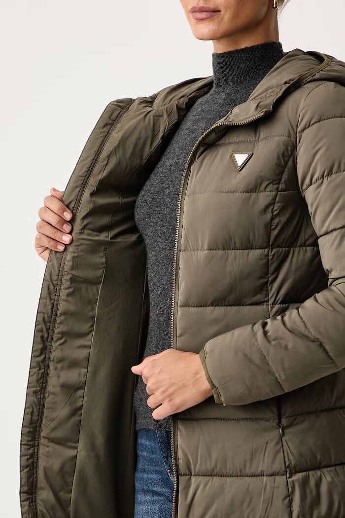 GUESS капитонирано палто дамско NEW ALETA зелено V4YL05 WF3X0