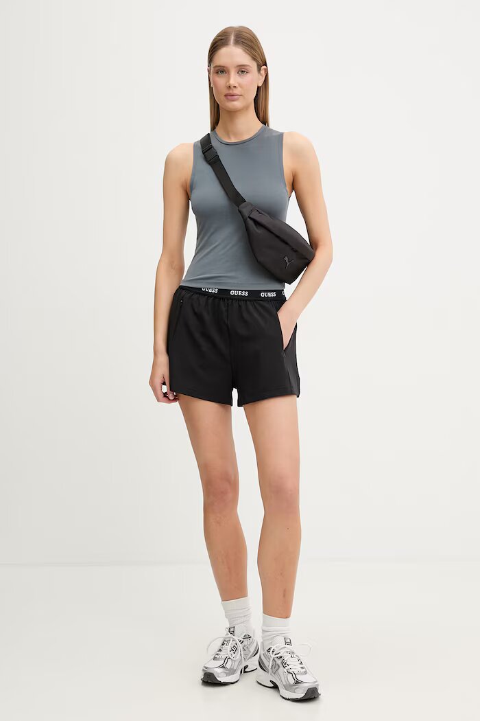 GUESS Къс панталон 2в1 дамски SELENE Черен с висока талия V6GD18 W2344