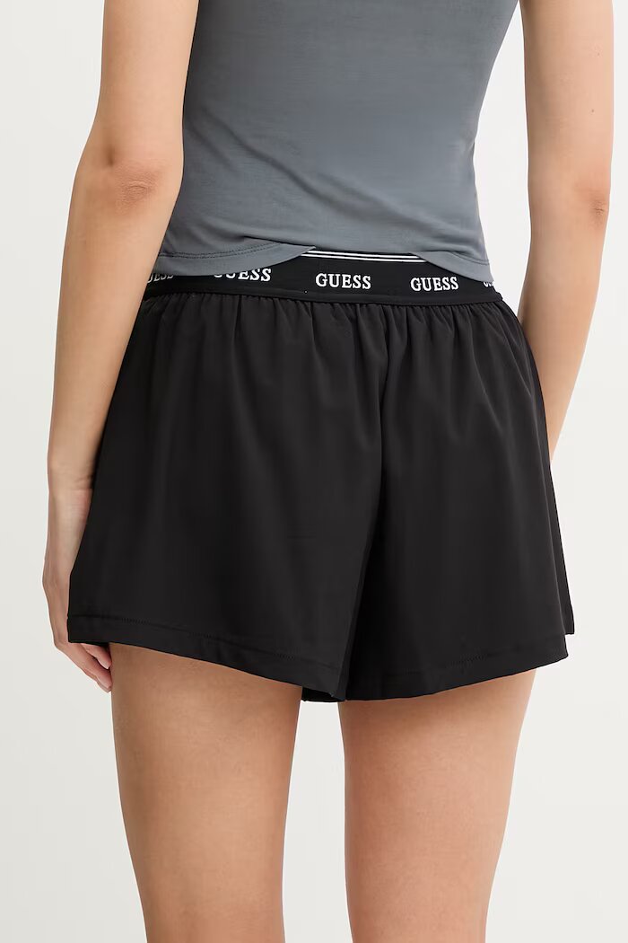 GUESS Къс панталон 2в1 дамски SELENE Черен с висока талия V6GD18 W2344