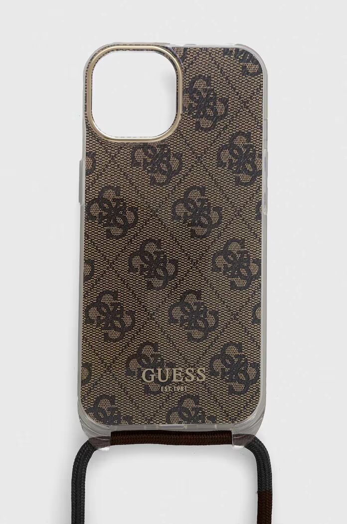 GUESS Кейс за телефон iPhone 15 / 14 / 13 6.1" в бежово