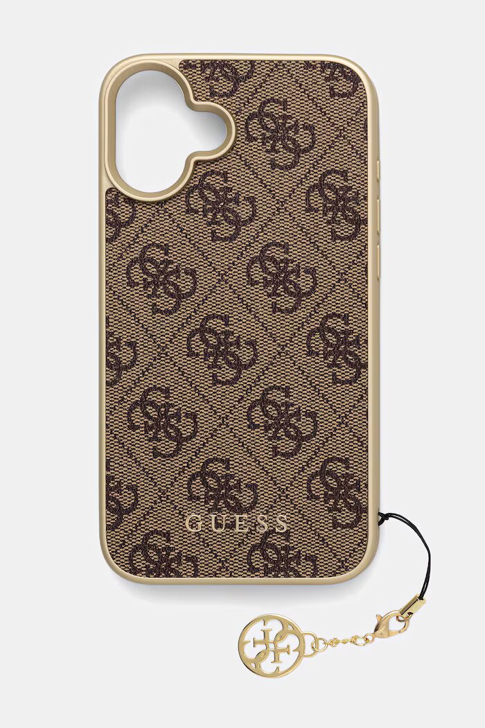 GUESS кейс за телефон от имитация на кожа iPhone 16 Plus кафяв GUHCP16MGF4GBR