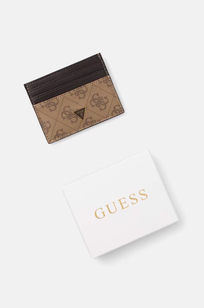 GUESS Кожен калъф за карти MITO в бежово SMVELE LEA25