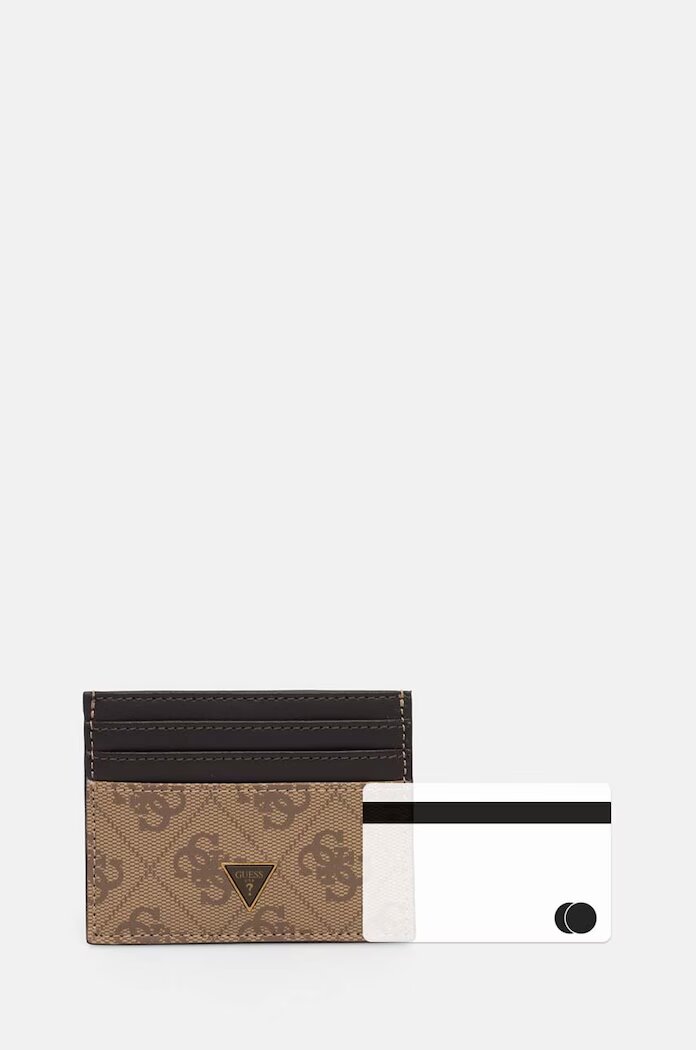 GUESS Кожен калъф за карти MITO в бежово SMVELE LEA25