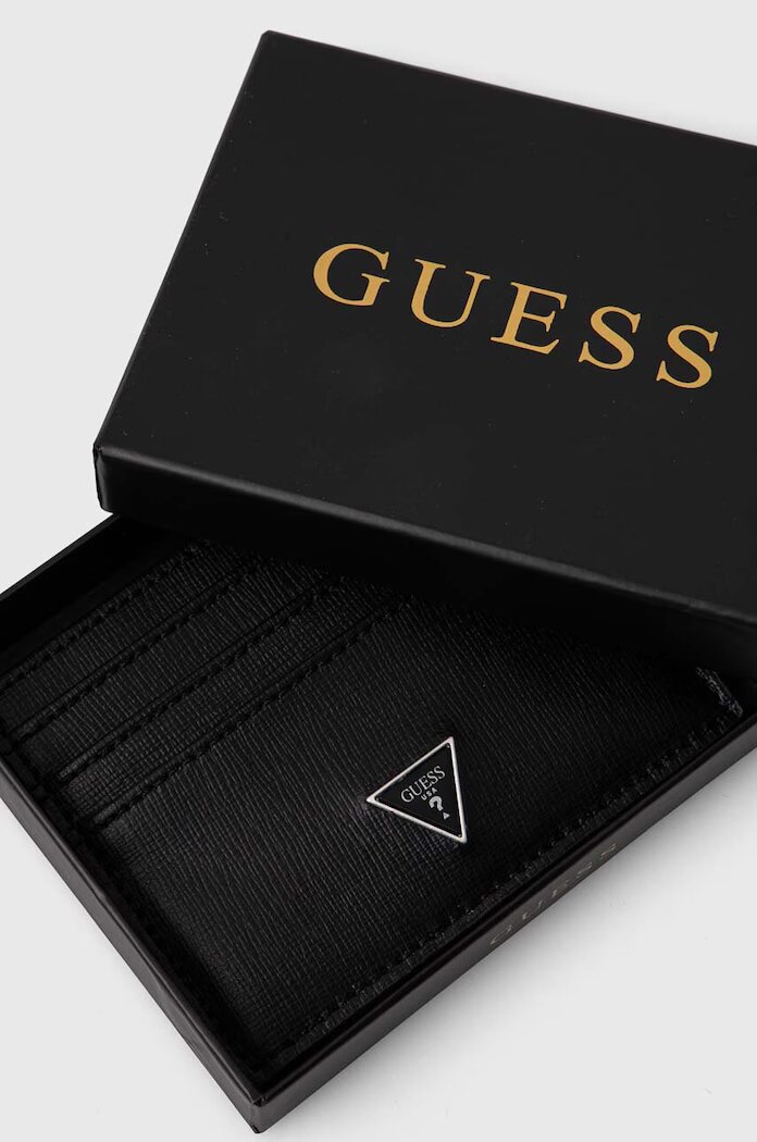 GUESS Кожен калъф за карти MITO в черно SMCSLE LEA25