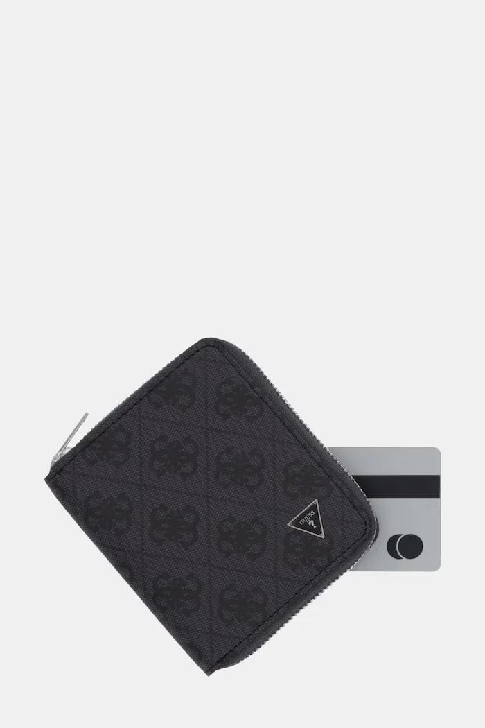 GUESS Кожен портфейл MILANO мъжки в черно SMMALO LEA02