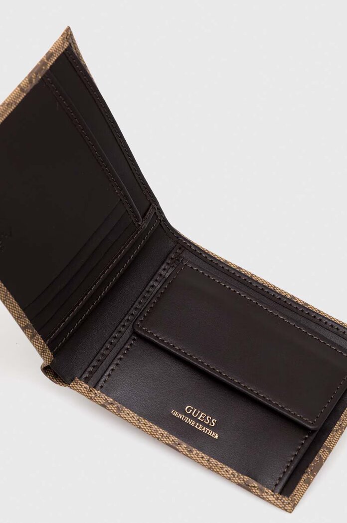 GUESS Кожен портфейл VEZZOLA мъжки в бежово SMVELE LEA20