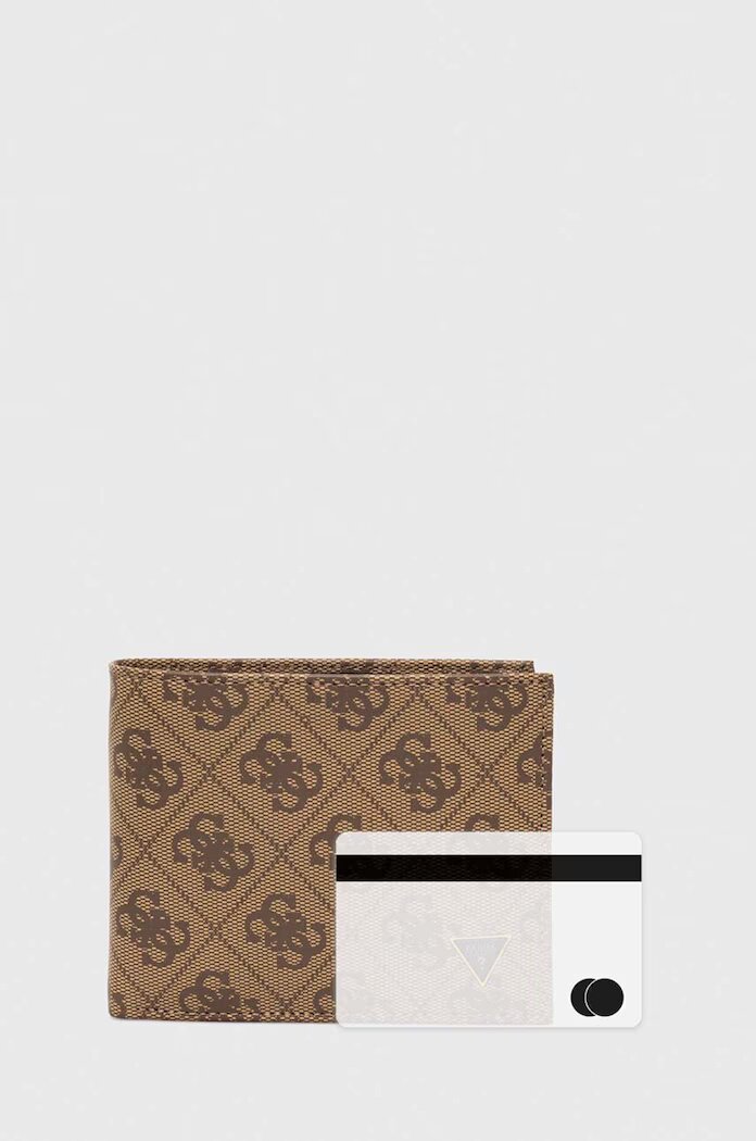 GUESS Кожен портфейл VEZZOLA мъжки в бежово SMVELE LEA20