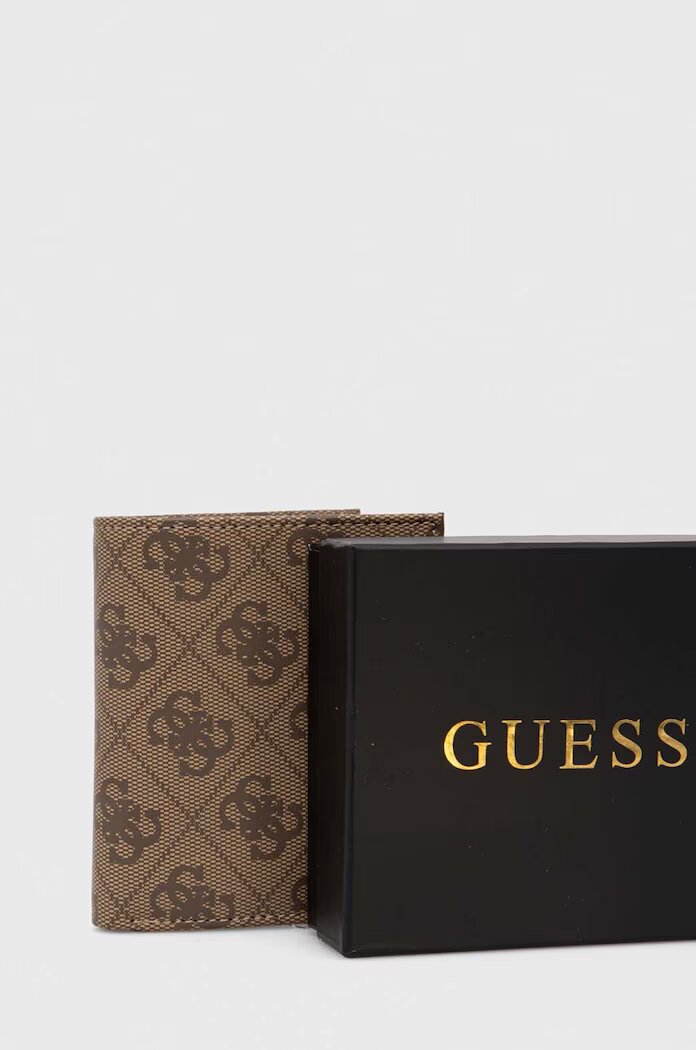 GUESS Кожен портфейл VEZZOLA мъжки в бежово SMVELE LEA22