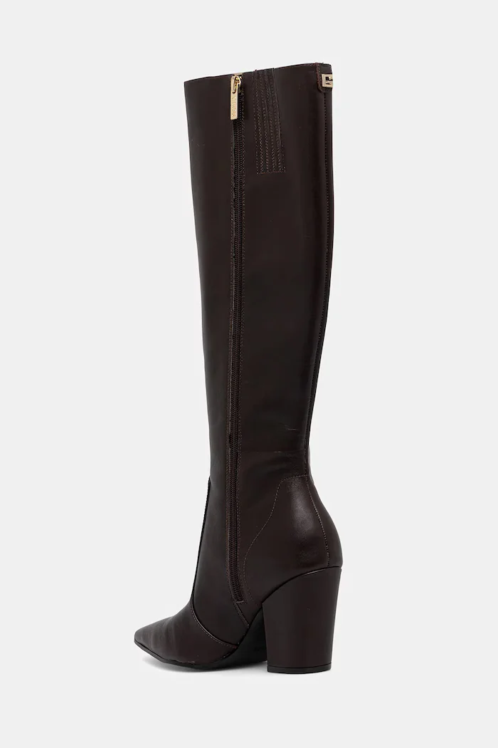 GUESS Кожени ботуши NARIEL в кафяво с дебел ток FLFNRL LEA11