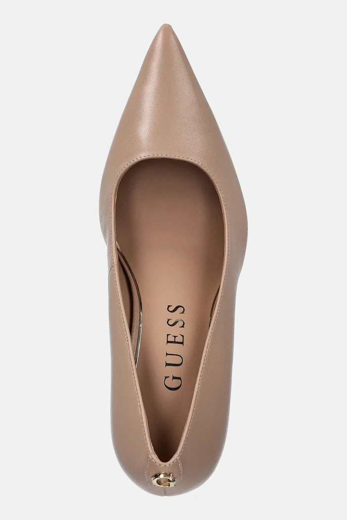 GUESS Кожени обувки с тънък ток PRINDY в бежово FLFPRN LEA08