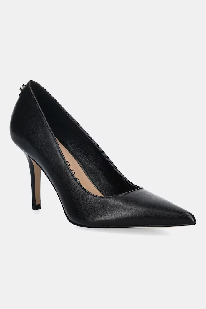 GUESS Кожени обувки с тънък ток PRINDY в черно FLFPRN LEA08