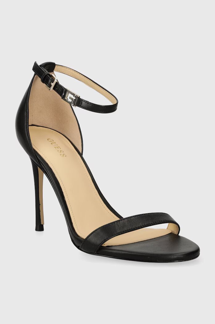GUESS Кожени сандали KABAIL3 в черно FL8KIL LEA03