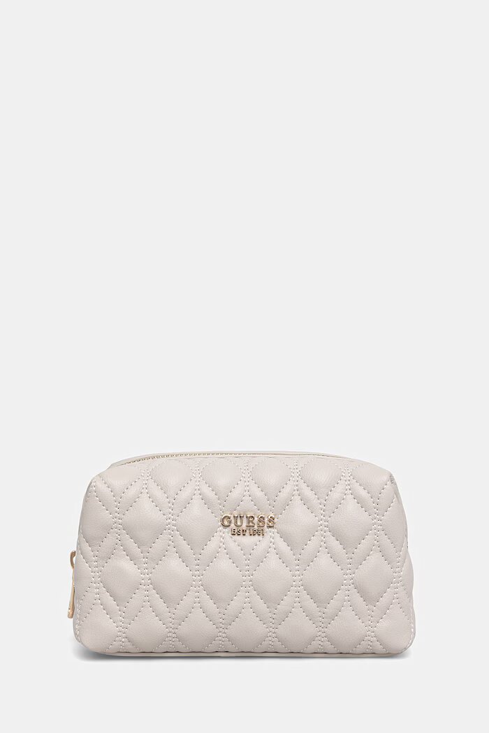 GUESS козметична чанта дамска от имитация на кожа MAXINE бежова PW7578 P6390