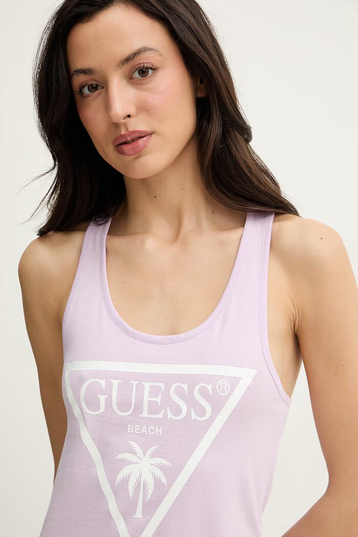 GUESS лятна рокля от памук виолетова с щампа E3GP03 JA914