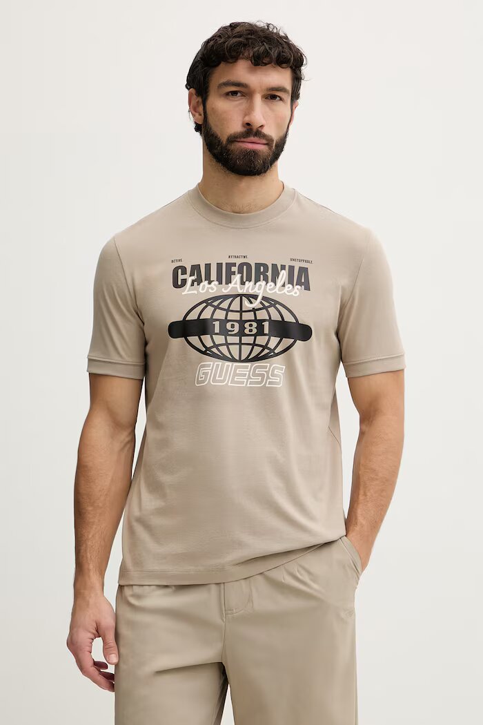 GUESS мъжка тениска от памук IGINIO бежова Z6GI11 K2861