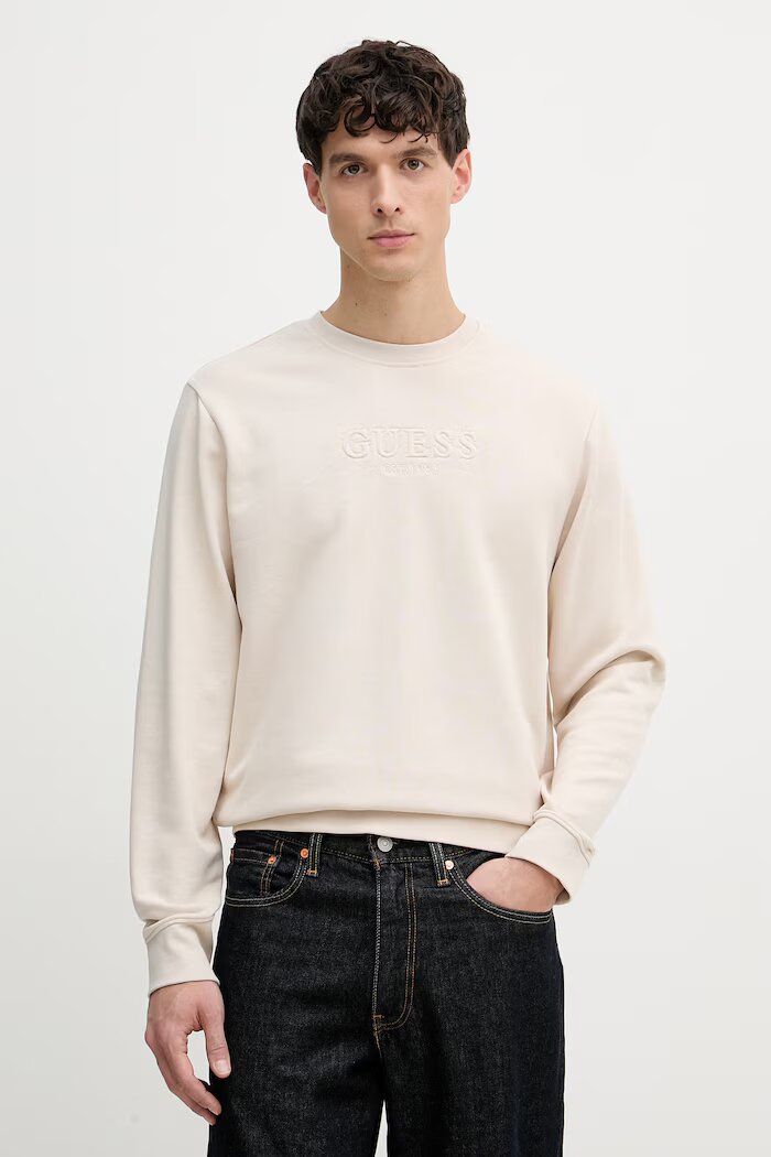 GUESS мъжки памучен суичър бежова M6GQ07 K3045