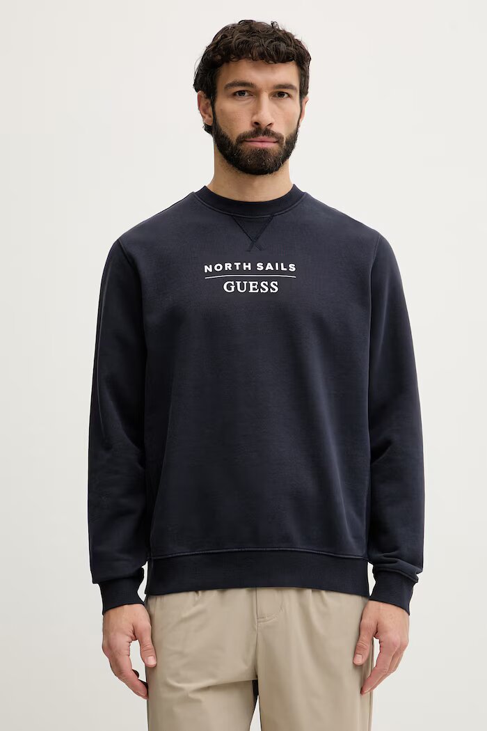GUESS мъжки памучен суичър x North Sails тъмносиня M6GQ26 K3490