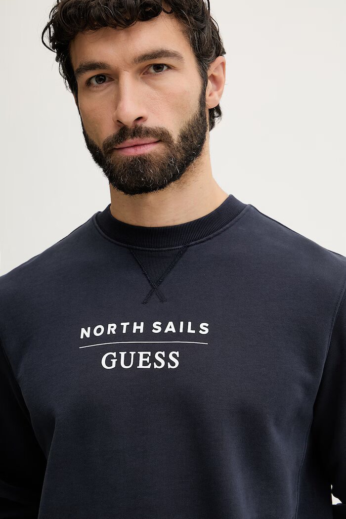 GUESS мъжки памучен суичър x North Sails тъмносиня M6GQ26 K3490