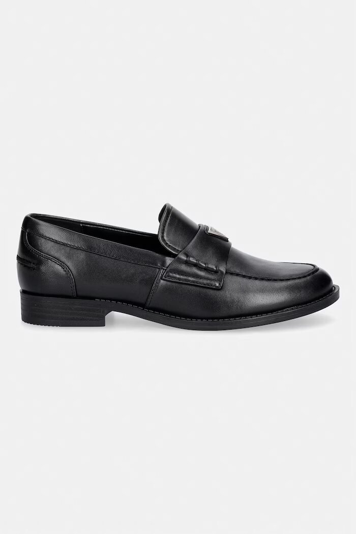GUESS мокасини дамски от кожа BELISO черни FLTBSO LEA14